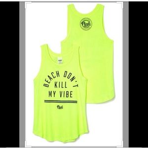 🖤VS-PINK•Beach Don’t Kill My Vibe Tank•Size Small